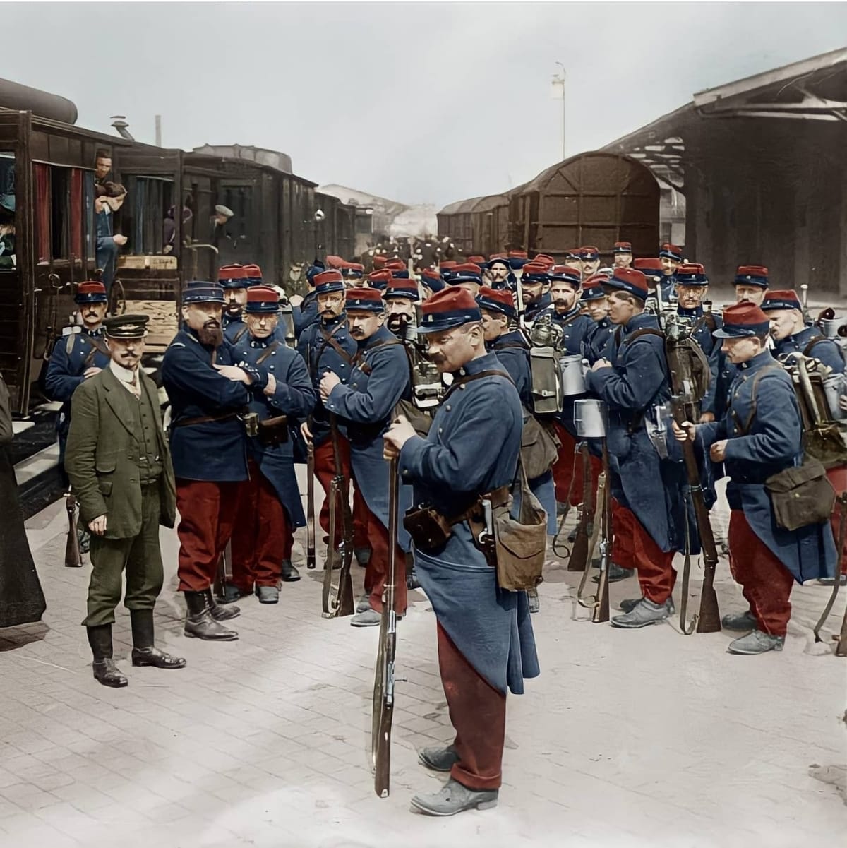 French Soldiers going for war WWI