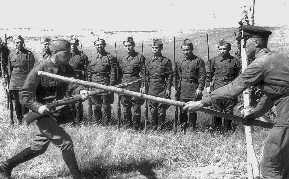 Russian soldiers training with Mosin WWII